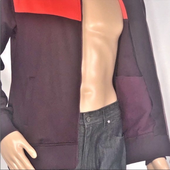 4 Funky Flavours Can’t Hold Back Taupe Purple & Orange Color Block Jacket SzL - Picture 15 of 16